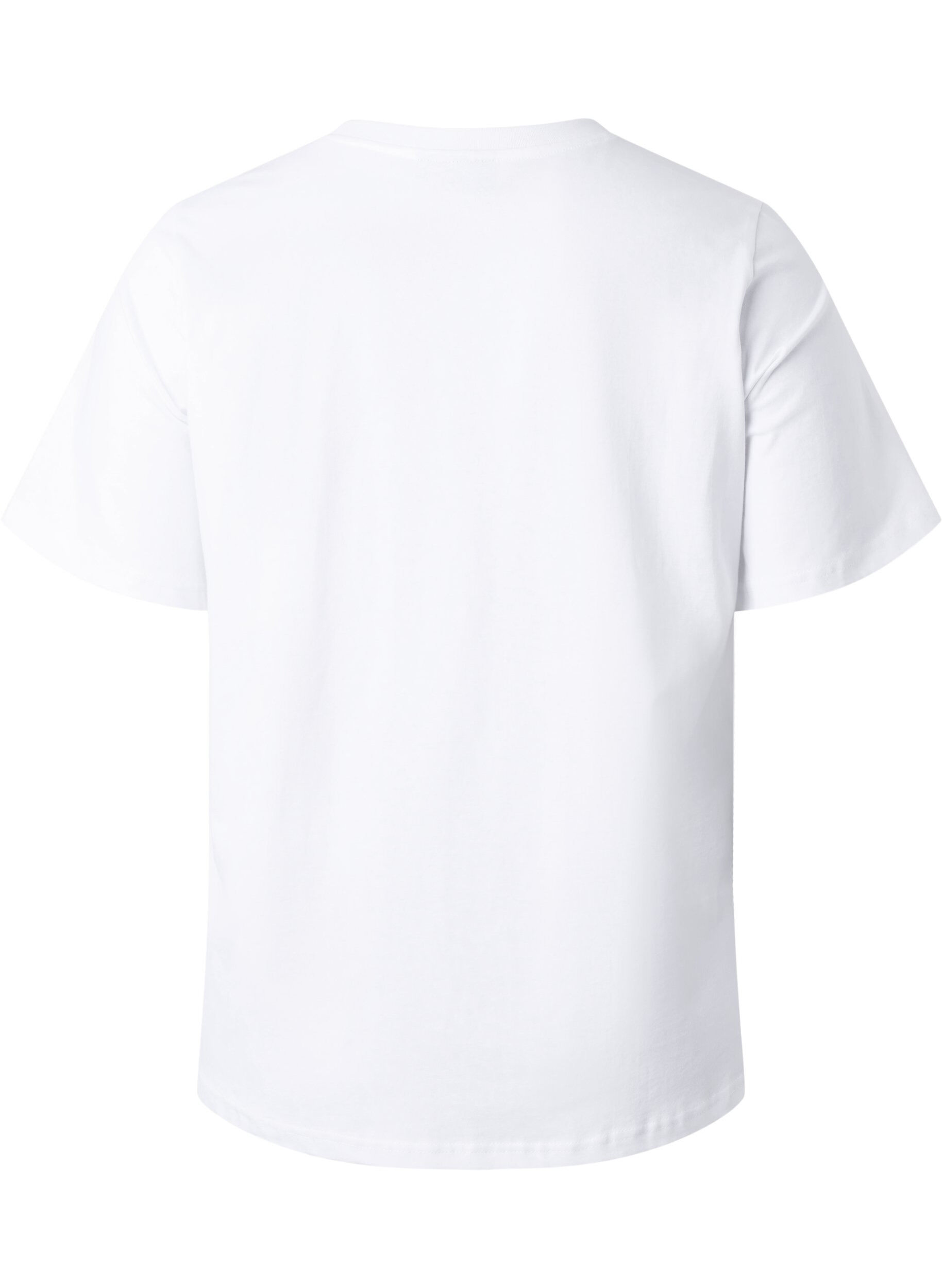 Zizzi T-shirt en coton biologique avec texte, White HARMONY, Packshot image number 1
