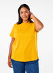T-shirt basique en coton &agrave; col rond, Jaune, Model image number 0