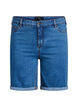 Short en jean taille haute et coupe ajust&eacute;e, Bleu, Packshot image number 0