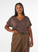 Basic T-shirt col V en viscose, Marron, Model image number 0