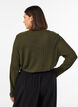 Blouse en jersey avec structure c&ocirc;tel&eacute;e et manches longues, Vert fonc&eacute;, Model image number 2