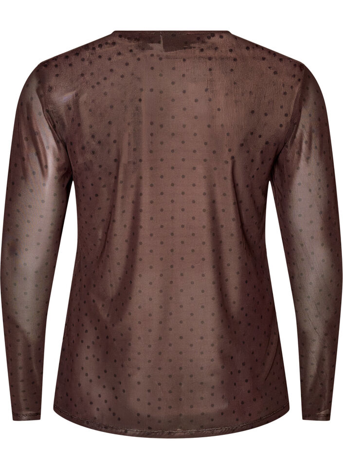 Blouse en maille avec imprim&eacute;, Marron, Packshot image number 1
