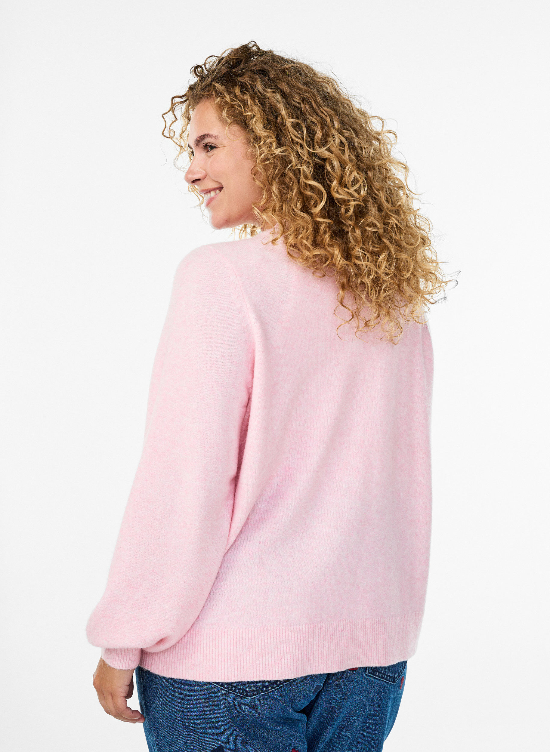 ZizziCardigan en maille douce avec boutons dor&eacute;s, Rose, Model image number 2