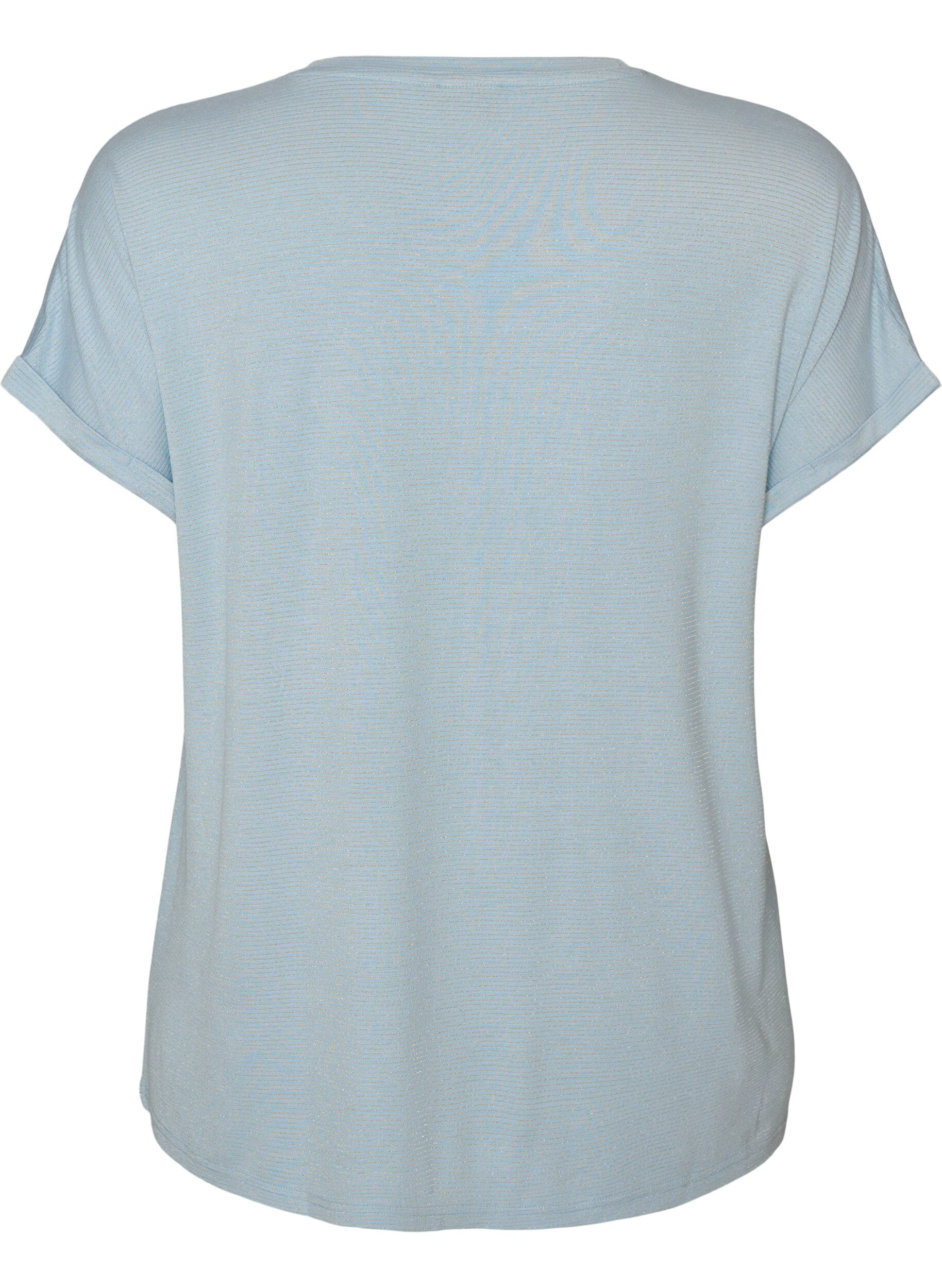 ZizziT-shirt en viscose &agrave; rayures paillet&eacute;es, Bleu Clair, Packshot image number 1