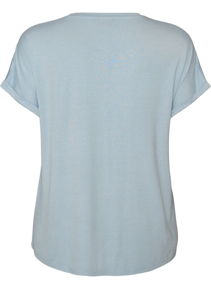 T-shirt en viscose &agrave; rayures paillet&eacute;es, Bleu Clair, Packshot image number 1
