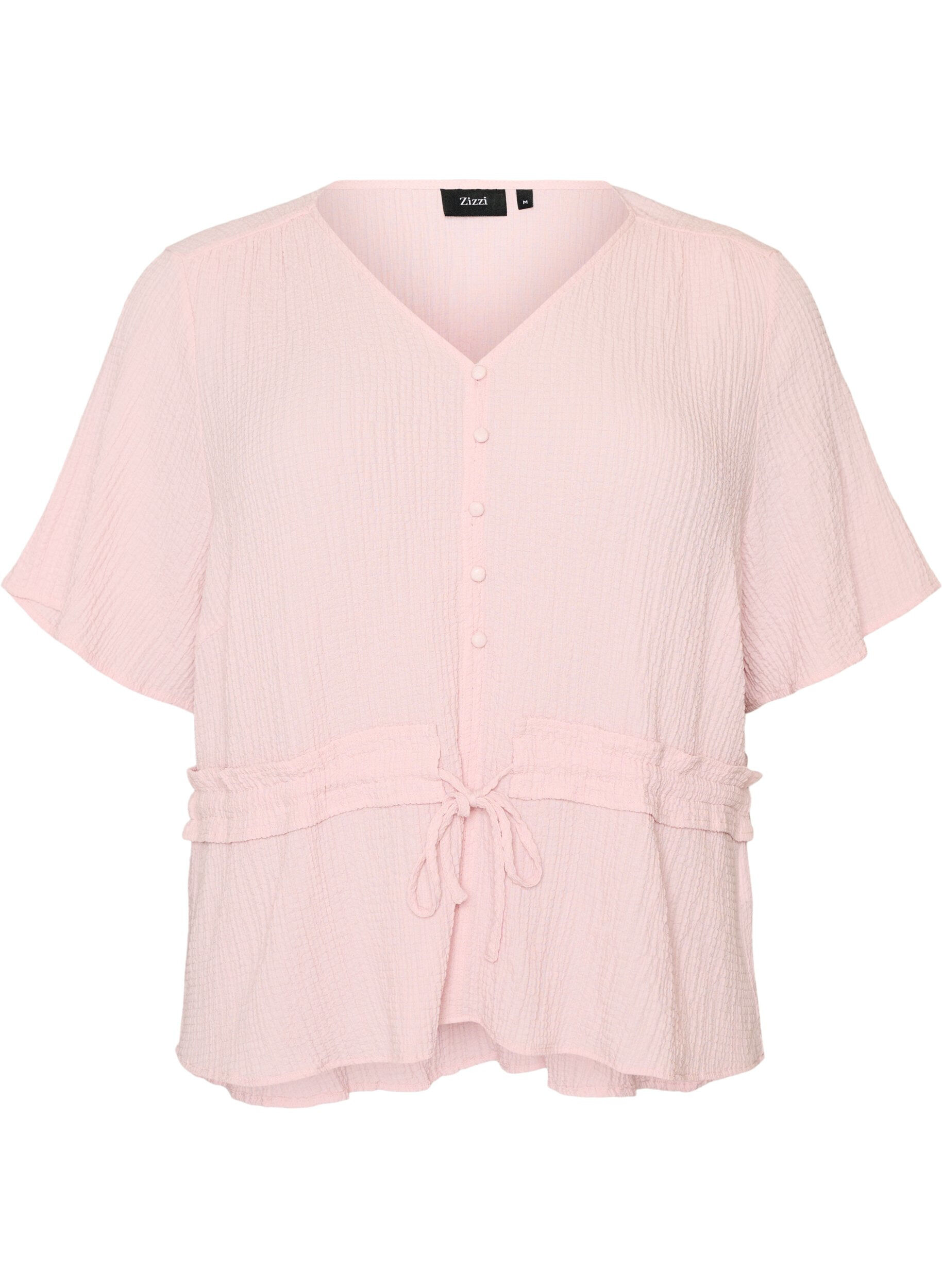 ZizziBlouse avec texture et lien &agrave; la taille, Rose, Packshot image number 0