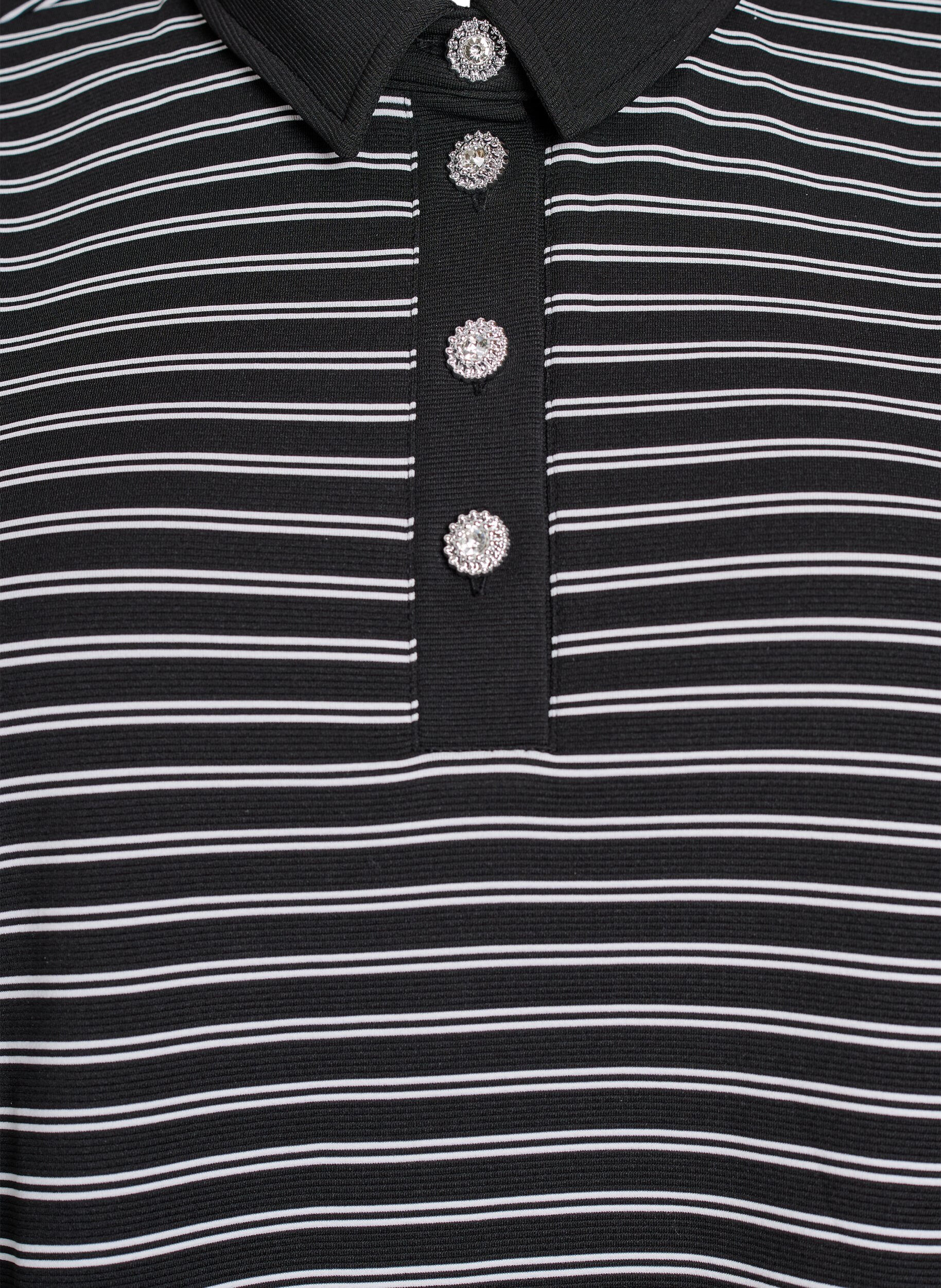 Zizzi Polo ray&eacute; &agrave; manches courtes et boutons, Noir, Packshot image number 2