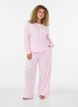 Pantalon de pyjama en coton biologique avec broderie ajour&eacute;e, Rose, Model image number 1