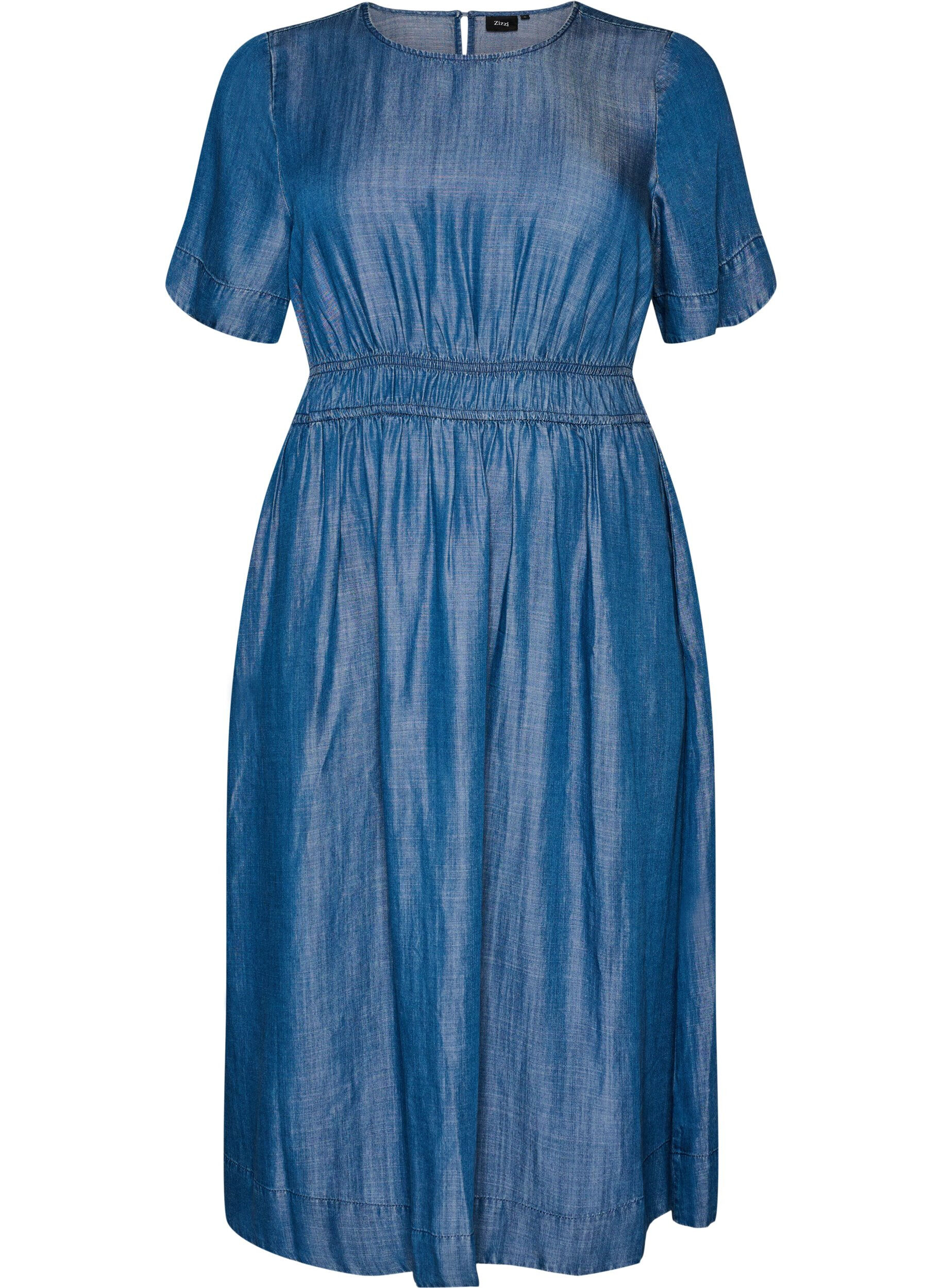 ZizziRobe midi aspect denim avec taille &eacute;lastique, Bleu, Packshot image number 0
