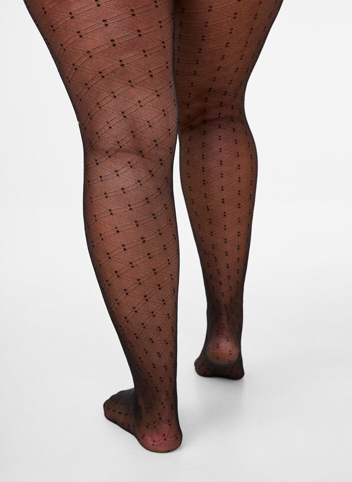 Collants 30 deniers avec motif losange, Black, Packshot image number 1