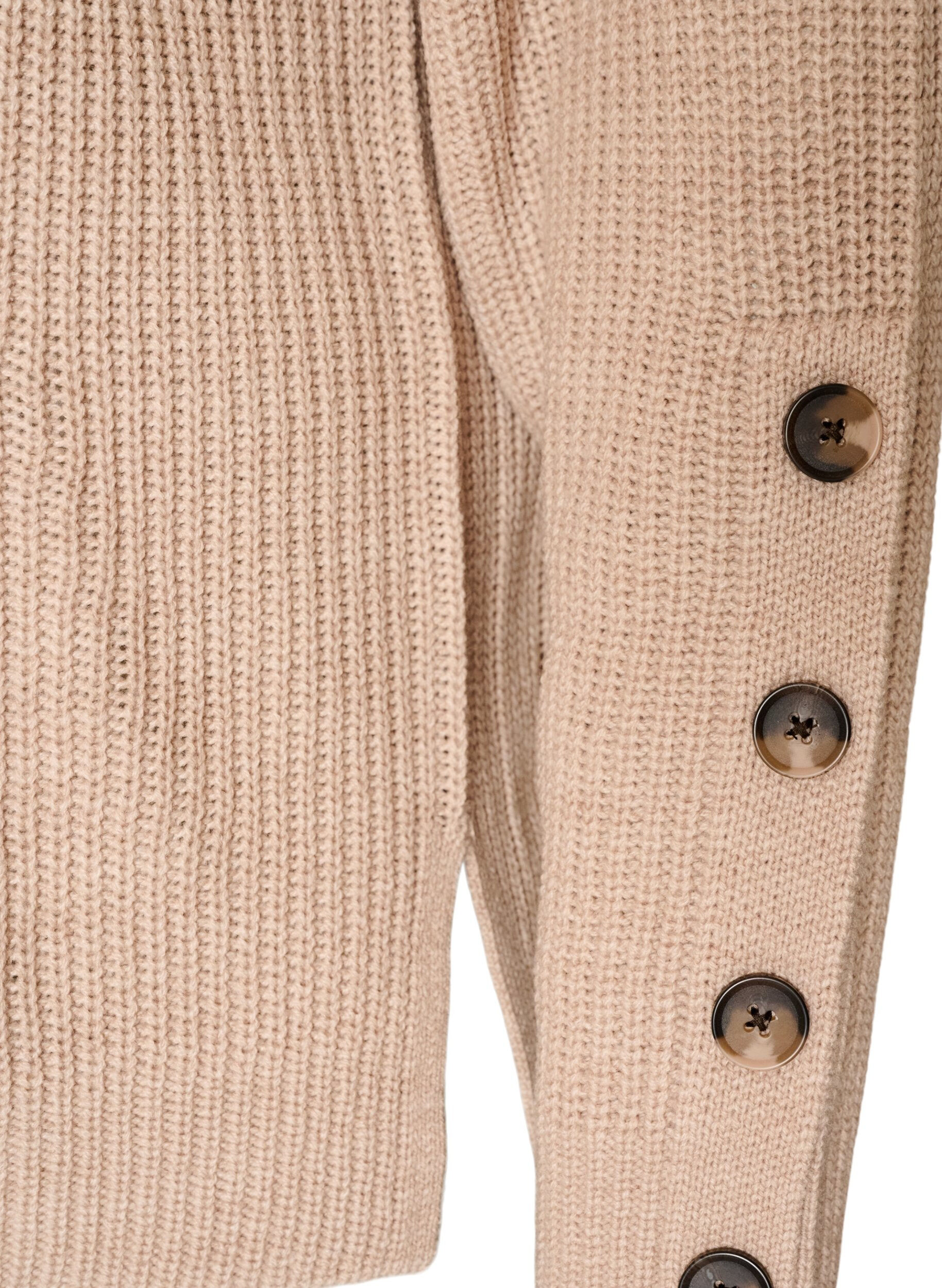 ZizziBlouse en maille c&ocirc;tel&eacute;e avec d&eacute;tails de boutons, Beige, Packshot image number 3