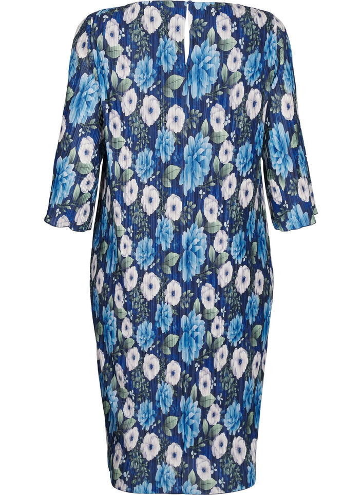 Robe plissée avec manches 3/4, Bleu, Packshot image number 1