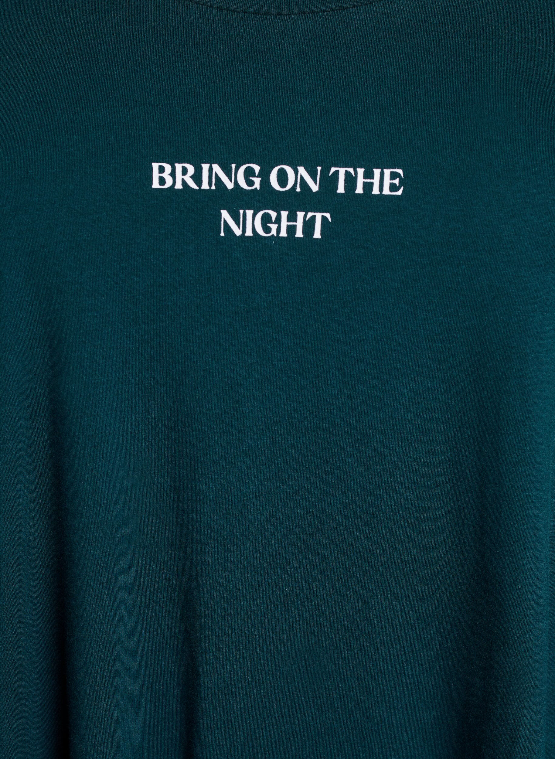 Zizzi Chemise de nuit &agrave; manches longues en coton bio, Vert fonc&eacute;, Packshot image number 2