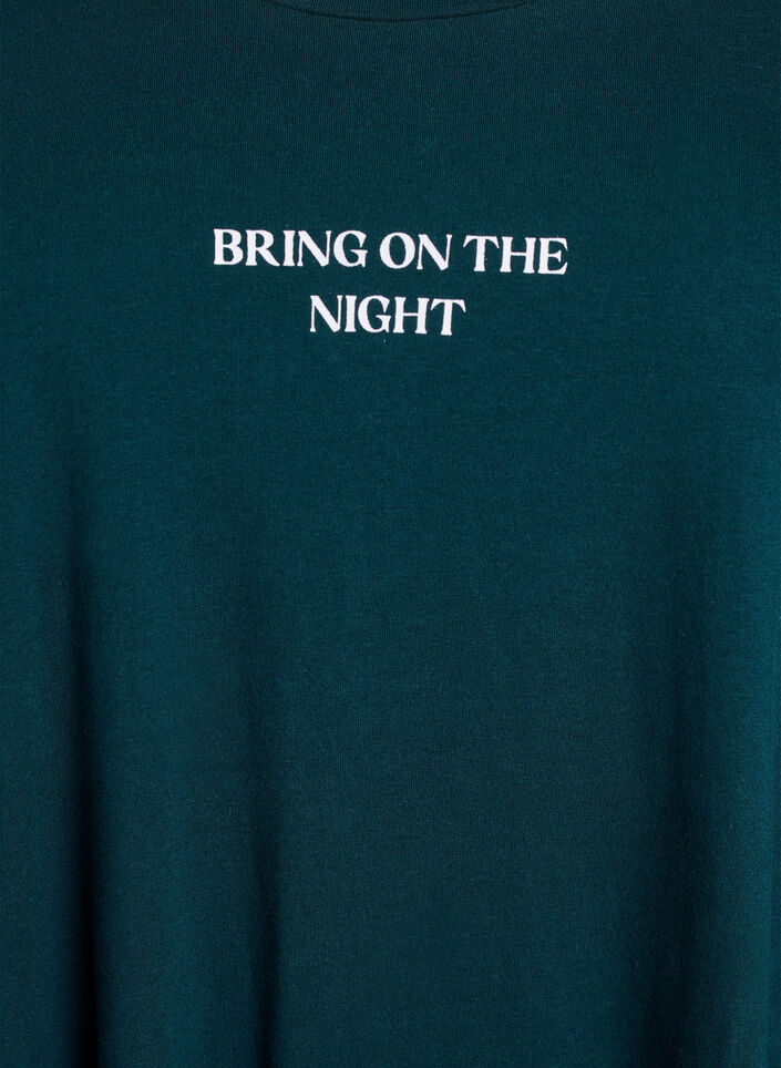 Chemise de nuit &agrave; manches longues en coton bio, Vert fonc&eacute;, Packshot image number 2