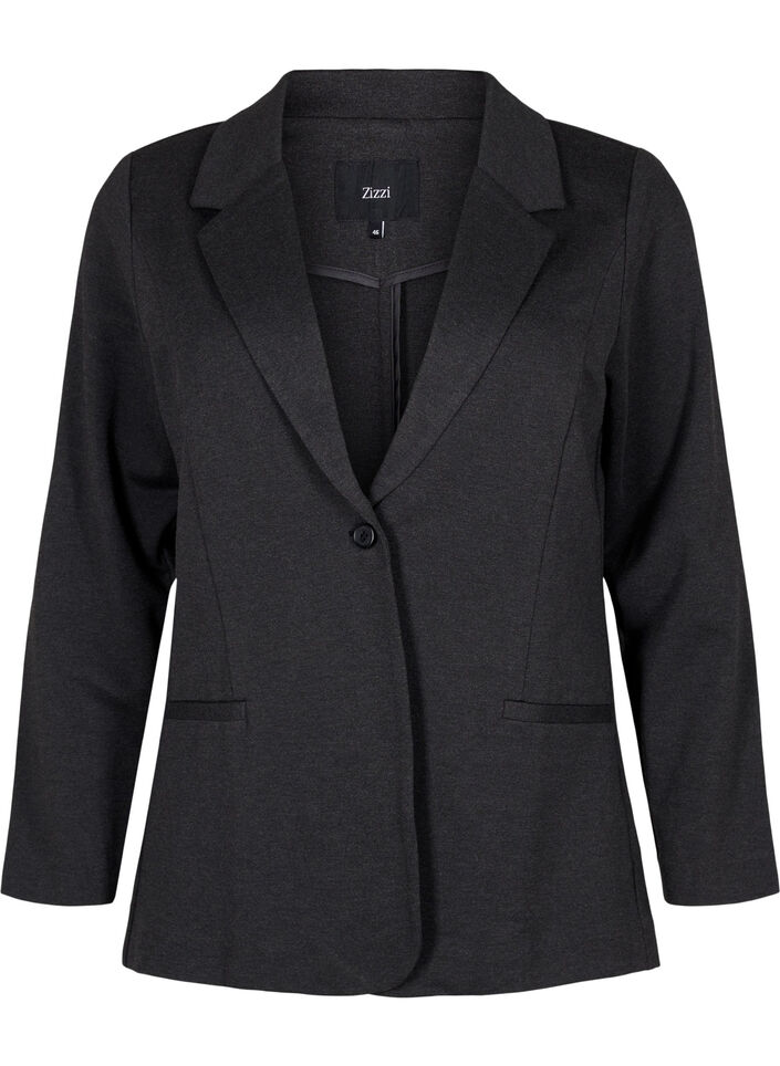 Blazer simple avec bouton et poches d&eacute;coratives, Gris anthracite, Packshot image number 0