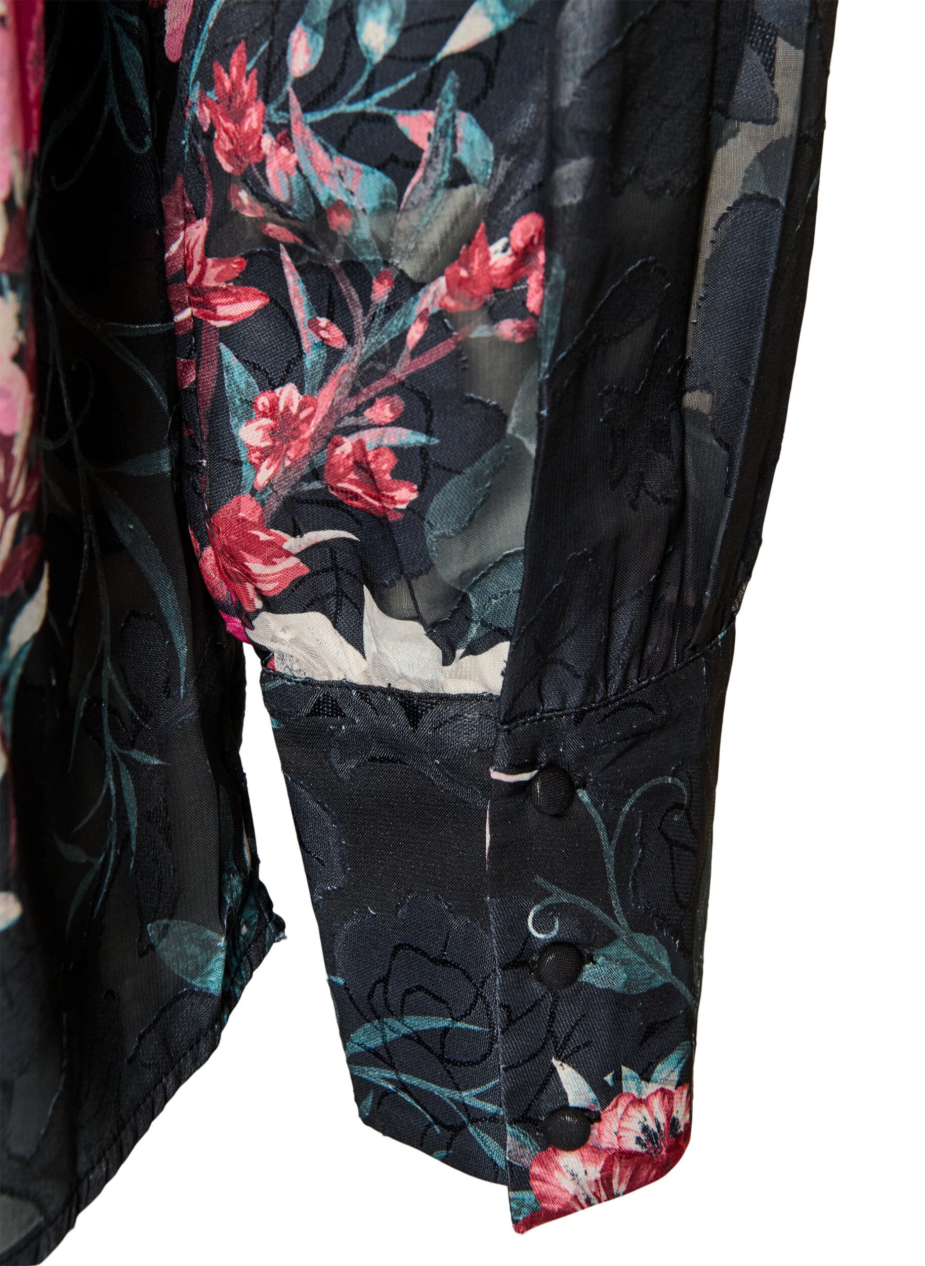 ZizziBlouse fleurie &agrave; la texture tiss&eacute;e, Noir, Packshot image number 3