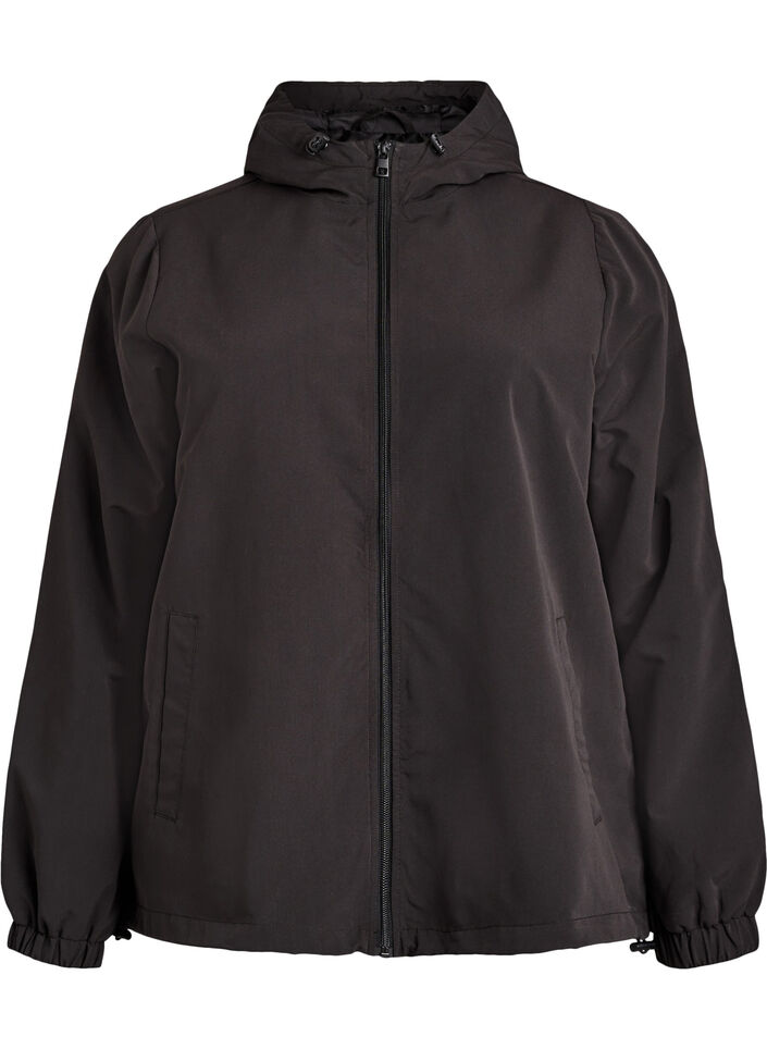 Veste l&eacute;g&egrave;re avec capuche et fermeture &eacute;clair, Noir, Packshot image number 0