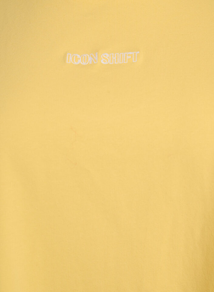 T-shirt en coton bio avec un petit motif sur le devant, Jaune, Packshot image number 2