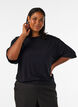 Blouse en jersey avec des manches ballon au coude, Noir, Model image number 0
