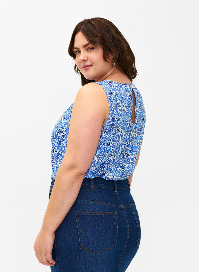 FLASH - Haut sans manches avec imprimé, Bleu, Model image number 2