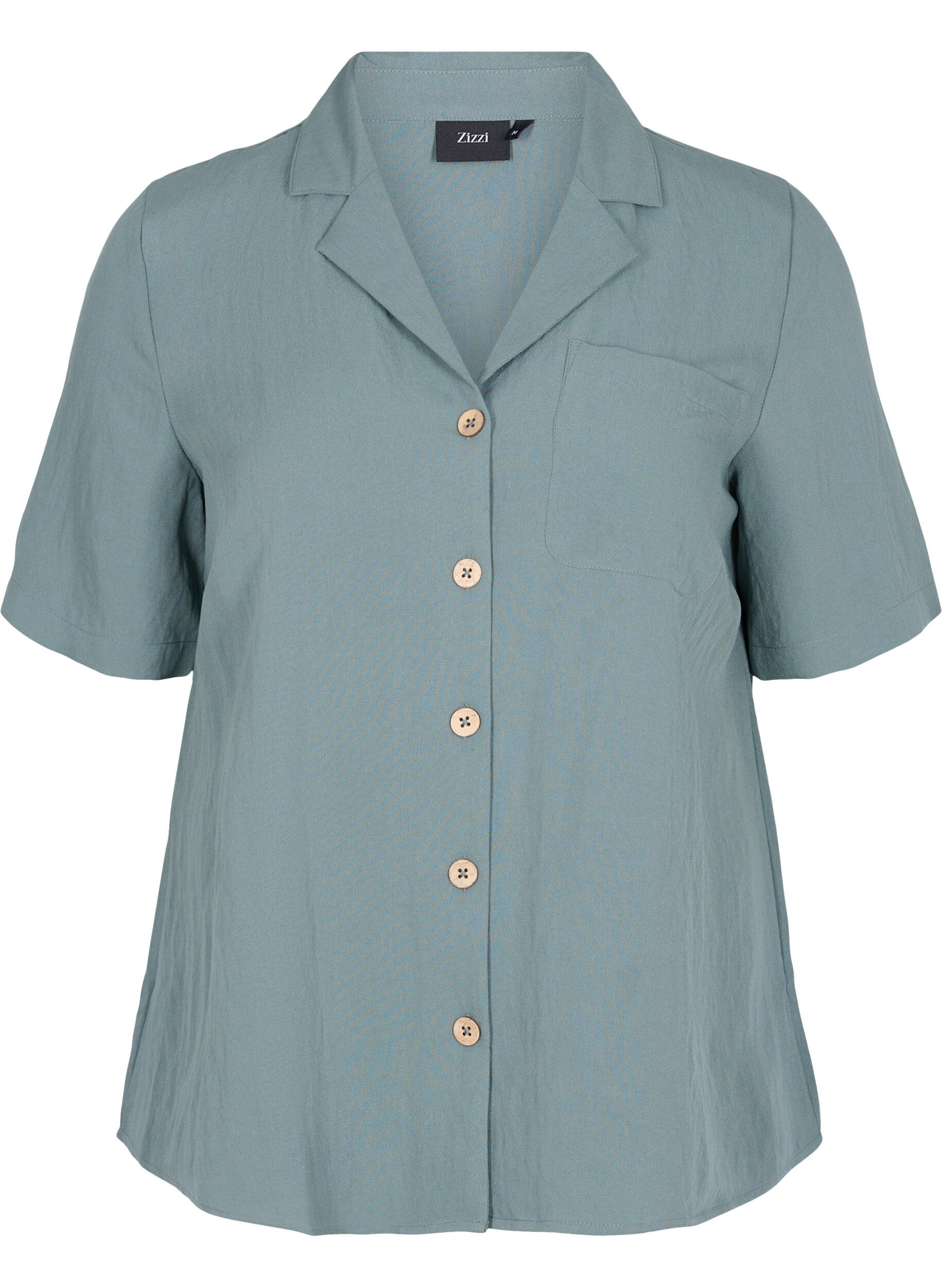 Zizzi Chemise en viscose &agrave; manches courtes, Balsam Green, Packshot image number 0