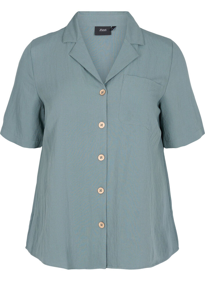 Chemise en viscose à manches courtes, Balsam Green, Packshot image number 0