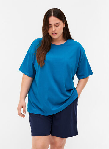 T-shirt à manches courtes en coton, Fjord Blue, Model image number 0