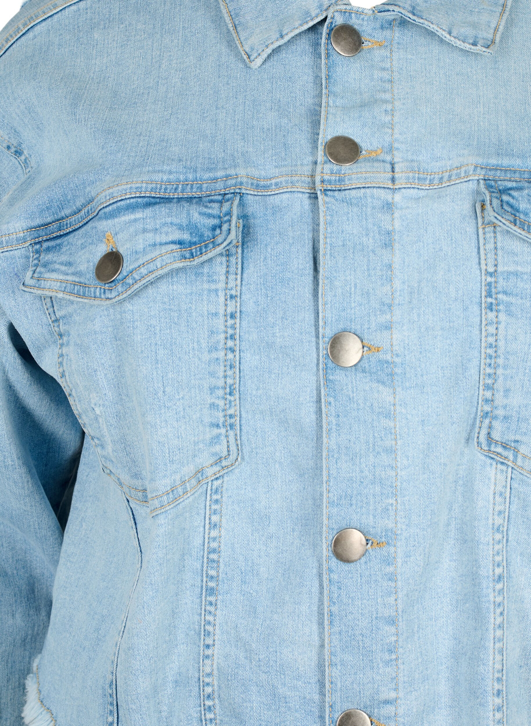 Zizzi Veste en jean courte avec effet us&eacute;, Light Blue Denim, Packshot image number 2