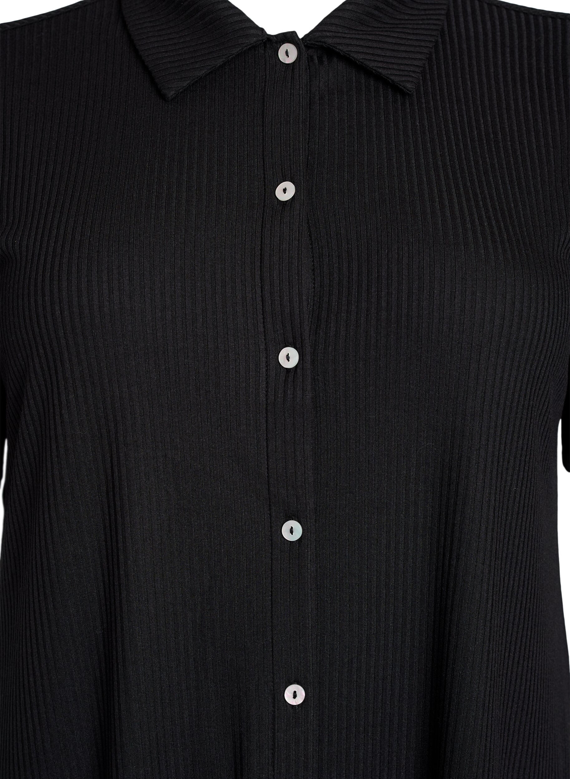 Zizzi Robe maxi en jersey avec col et manches courtes., Noir, Packshot image number 2