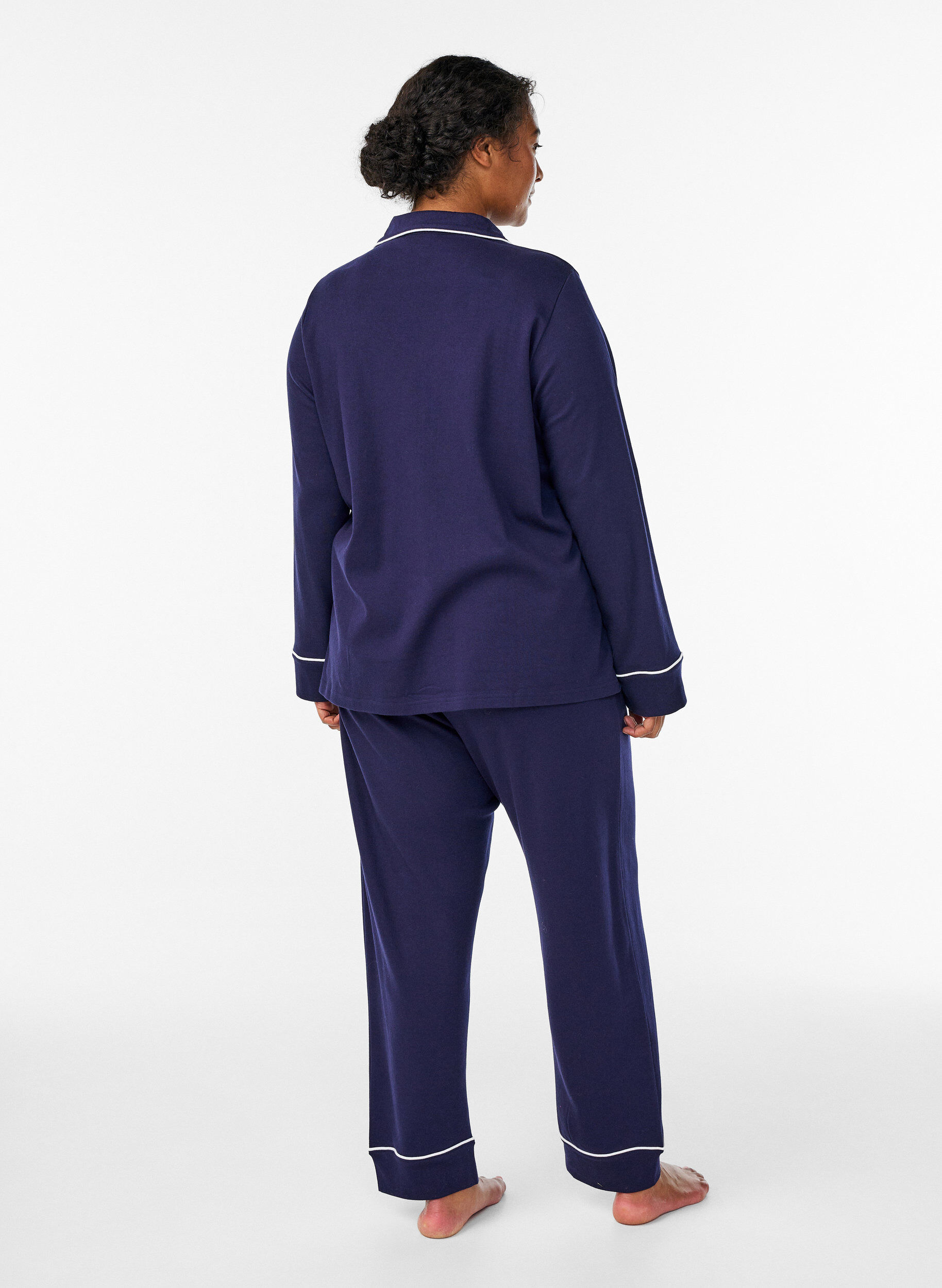 ZizziPantalon de pyjama taille haute en coton, Bleu, Model image number 1