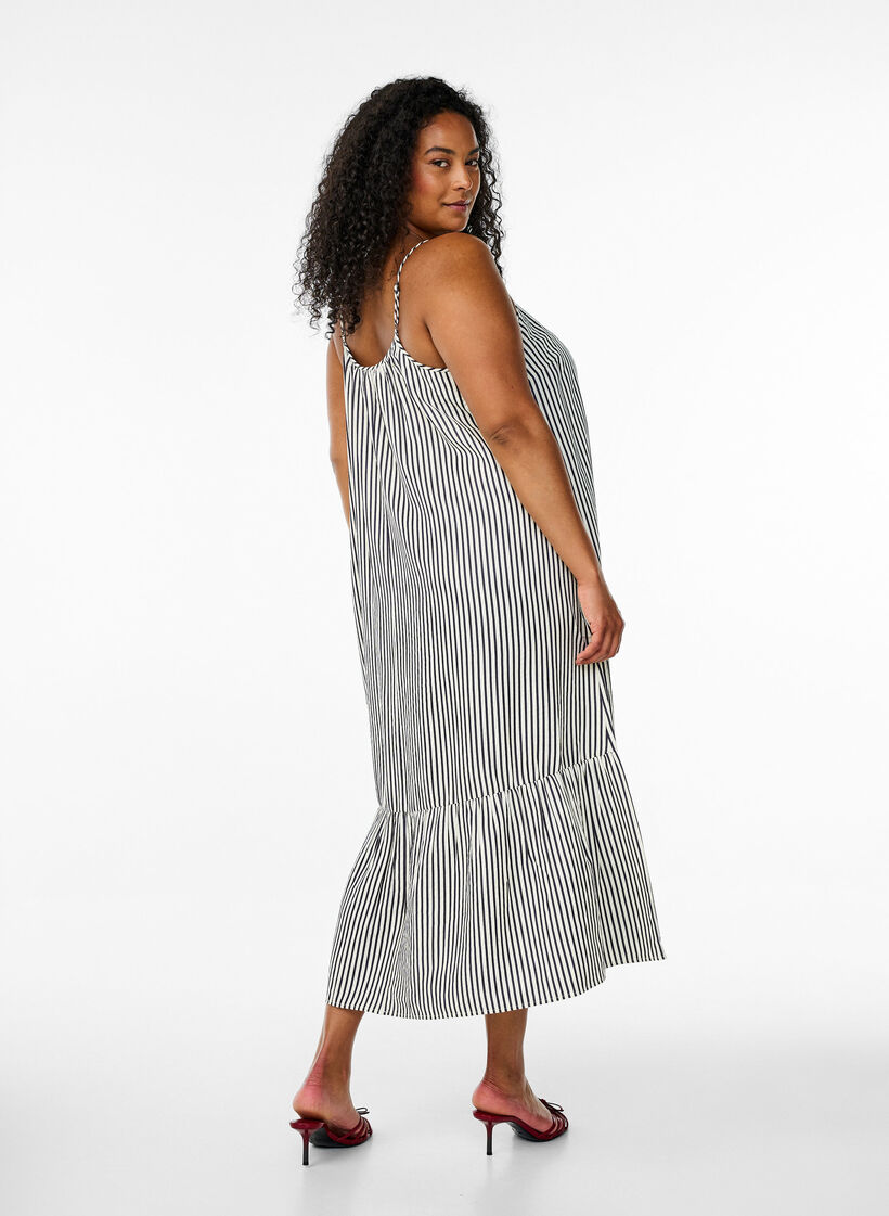 Robe d'&eacute;t&eacute; &agrave; rayures et &agrave; forme en A, Noir, Model image number 1