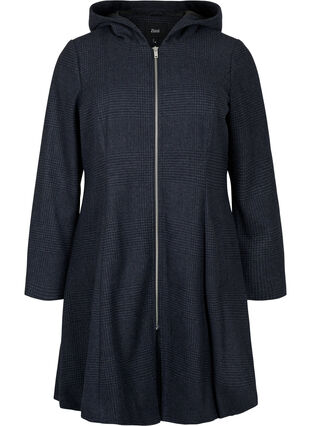 Manteau à carreaux avec de la laine, Dark Grey Melange, Packshot image number 0