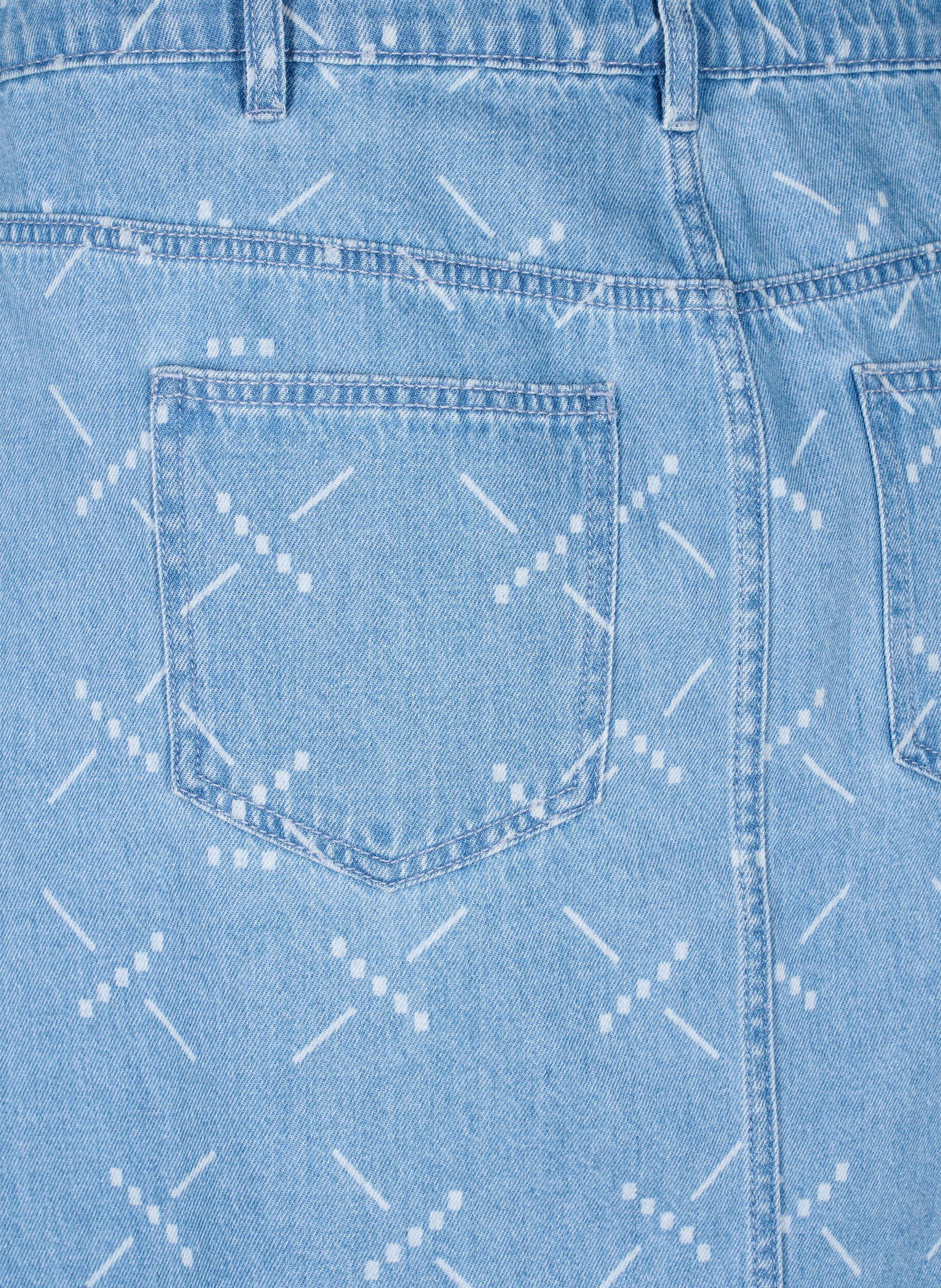 Zizzi Jupe en jean avec motif, Light blue denim, Packshot image number 3