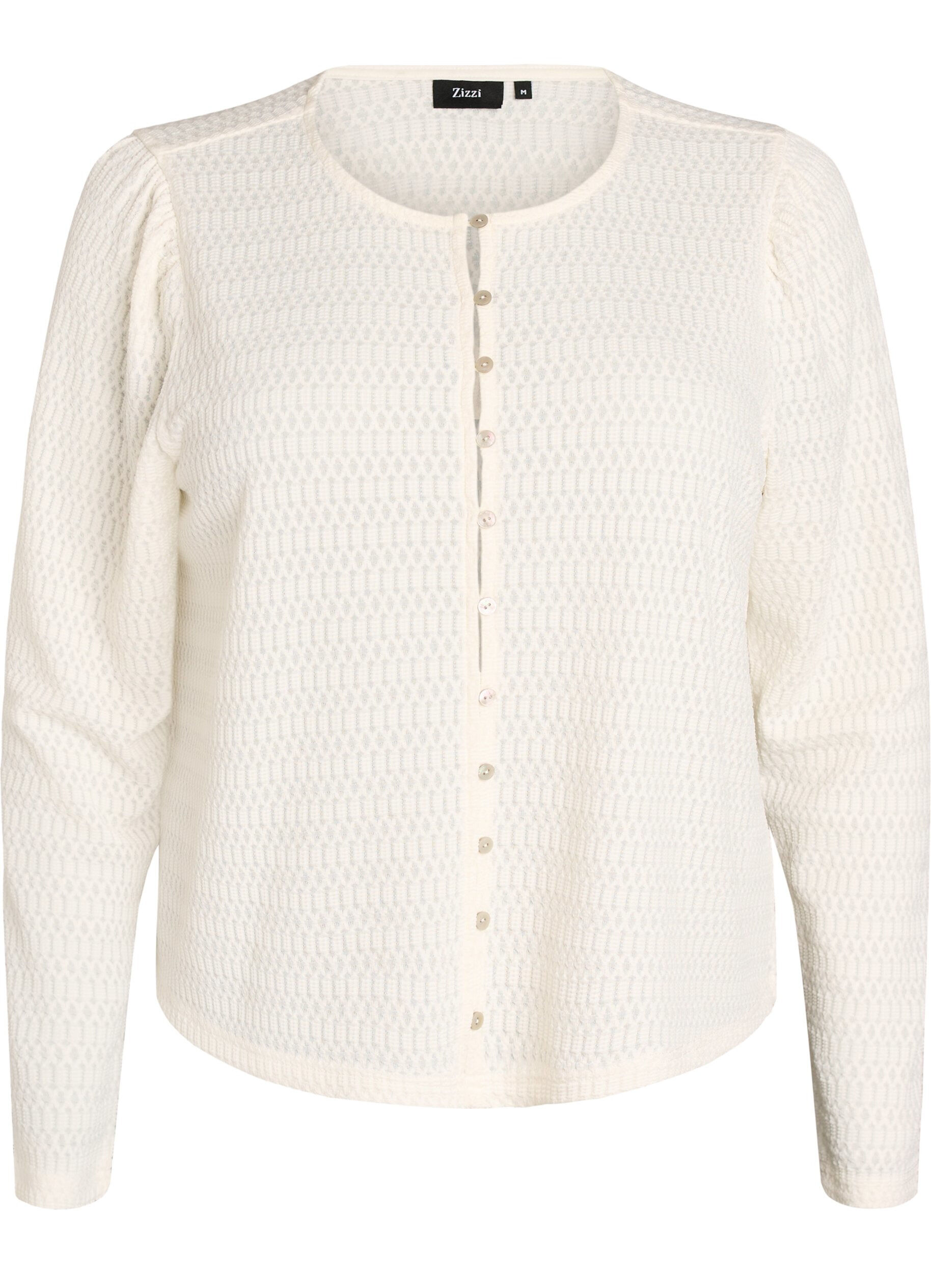 Zizzi Blouse avec motif textur&eacute; et fermeture boutonn&eacute;e, Vanille, Packshot image number 0