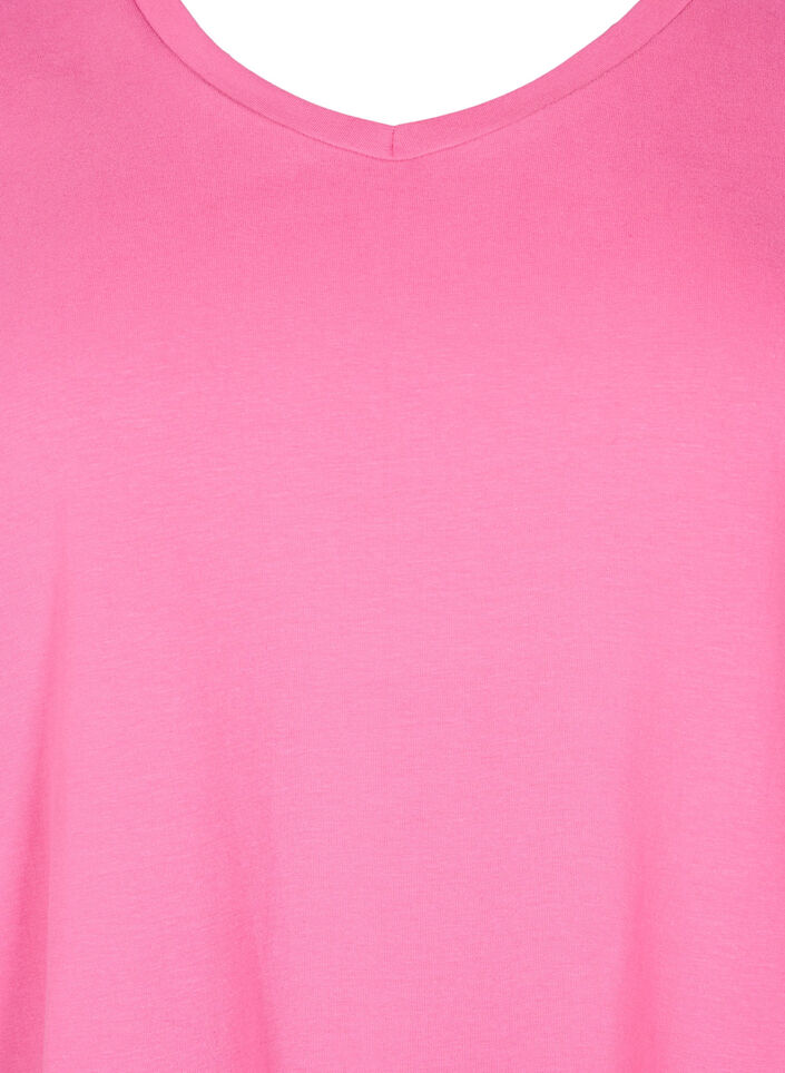T-shirt basique en coton de couleur unie, Rose, Packshot image number 2