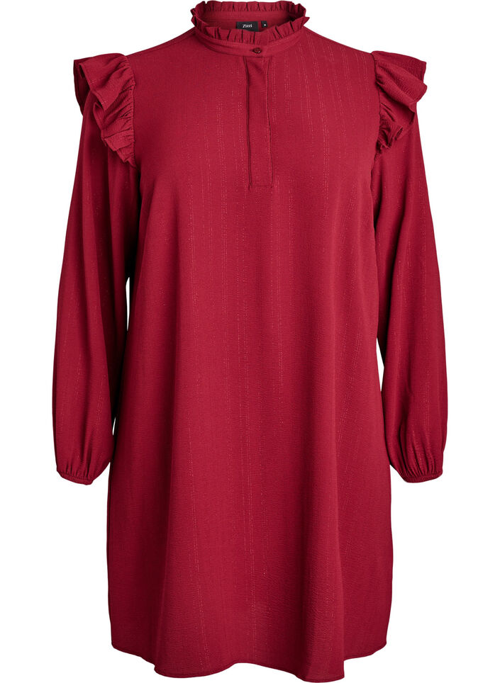 Robe courte &agrave; volants et paillettes, Bordeaux fonc&eacute;, Packshot image number 0