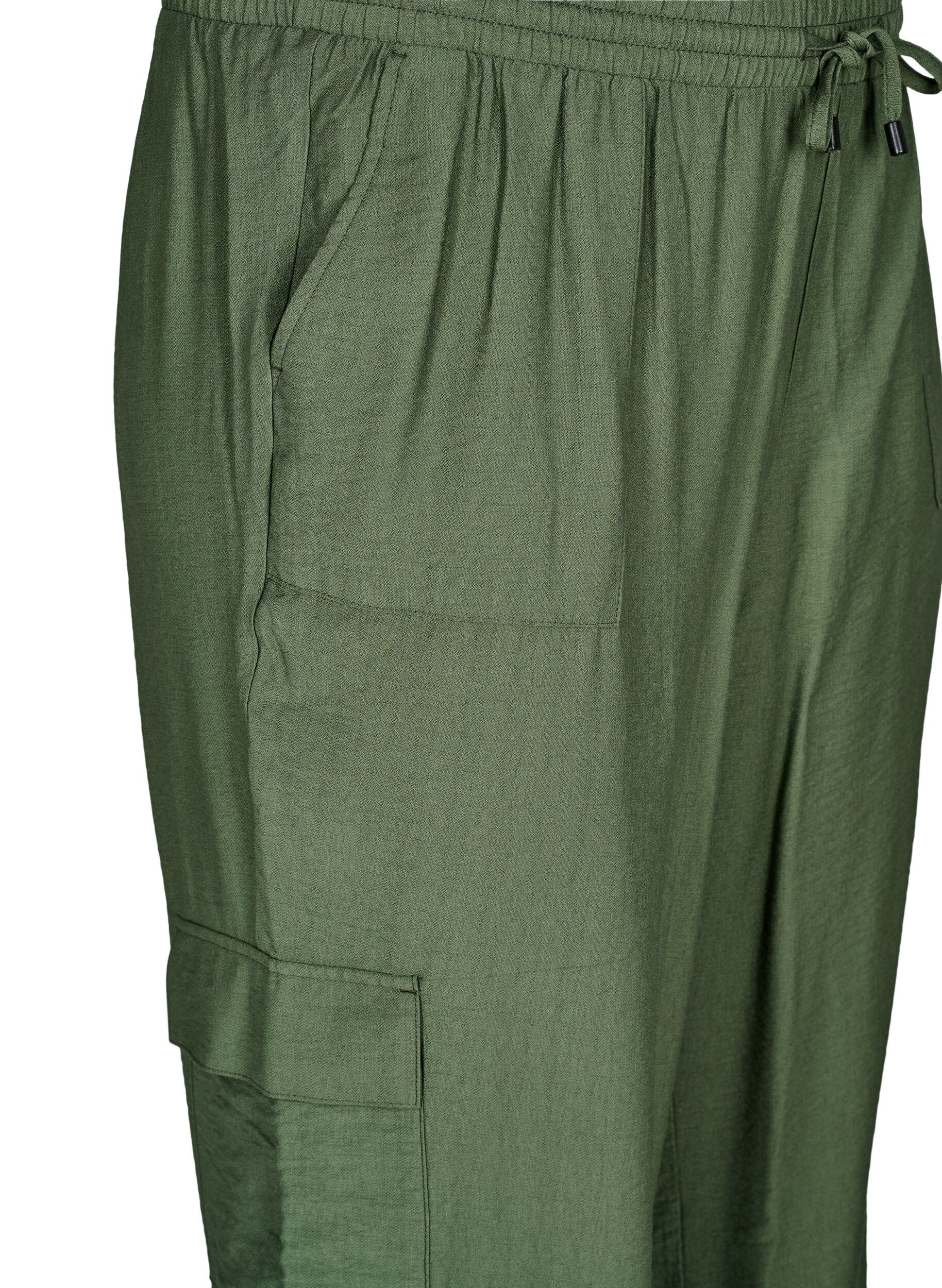 Zizzi Pantalon cargo taille haute, Vert, Packshot image number 2