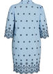 Robe courte brod&eacute;e &agrave; manches 3/4, Bleu, Packshot image number 1