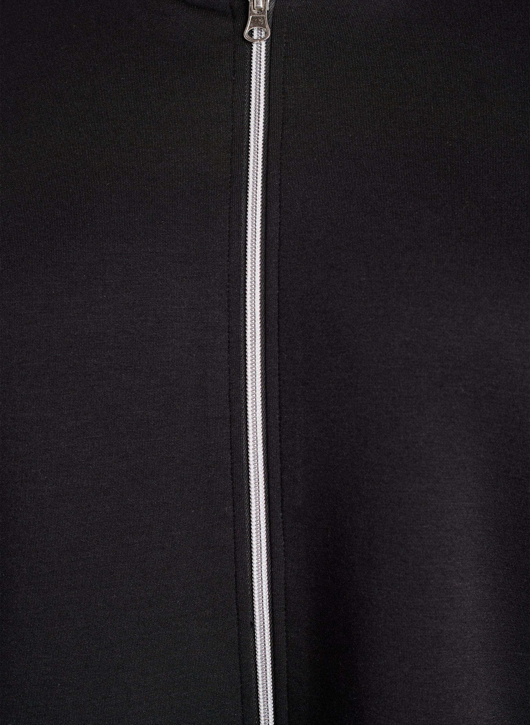 Zizzi Sweat &agrave; capuche en scuba avec zip et poches, Noir, Packshot image number 2