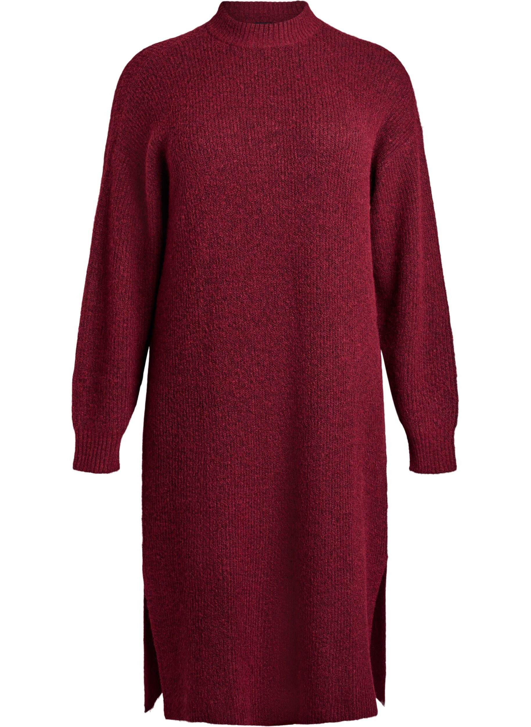 Robe longue en maille avec col montant