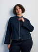 Veste en denim ajust&eacute;e avec fermeture zipp&eacute;e, Bleu, Model image number 0