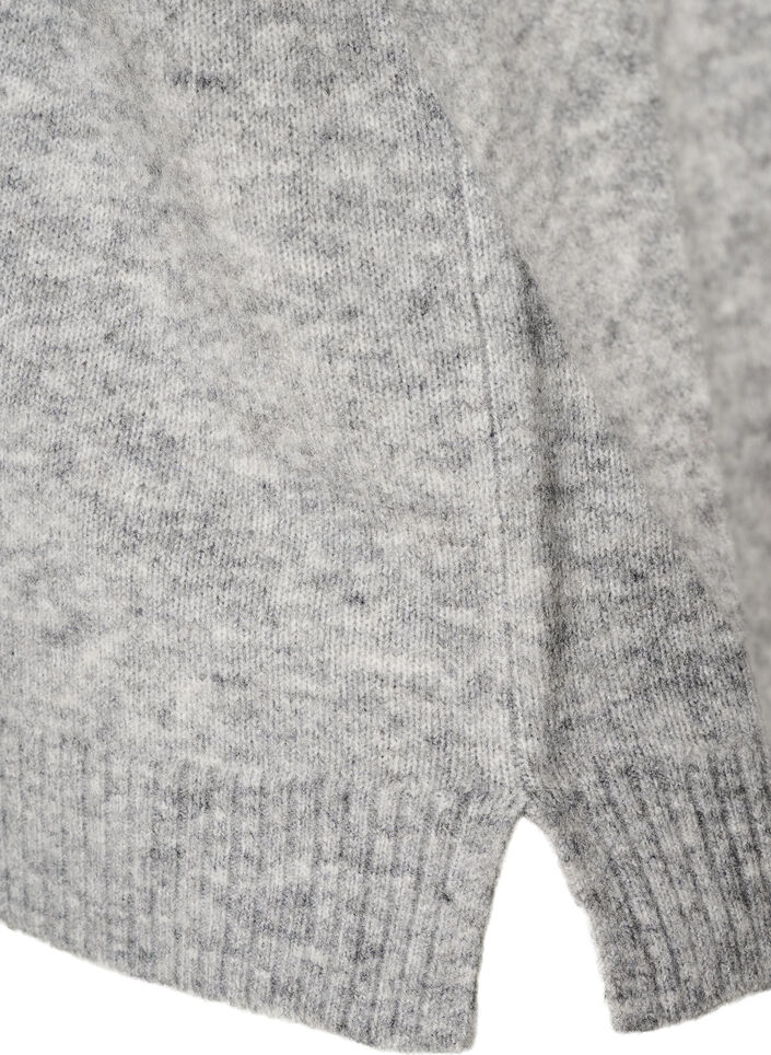 Blouse ample tricot&eacute;e en alpaga et laine, Gris, Packshot image number 3