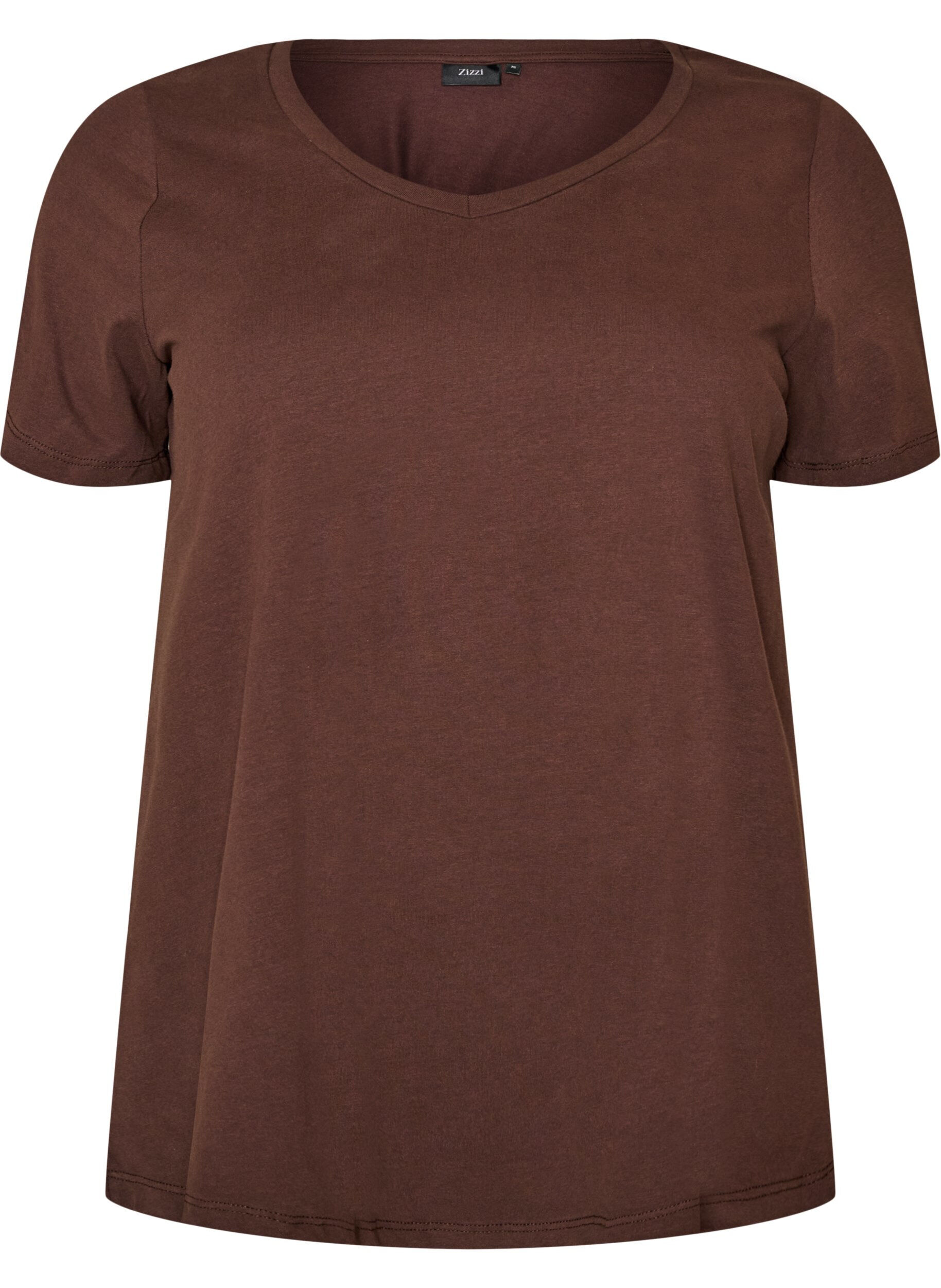 ZizziT-shirt en coton uni basique, Marron, Packshot image number 0