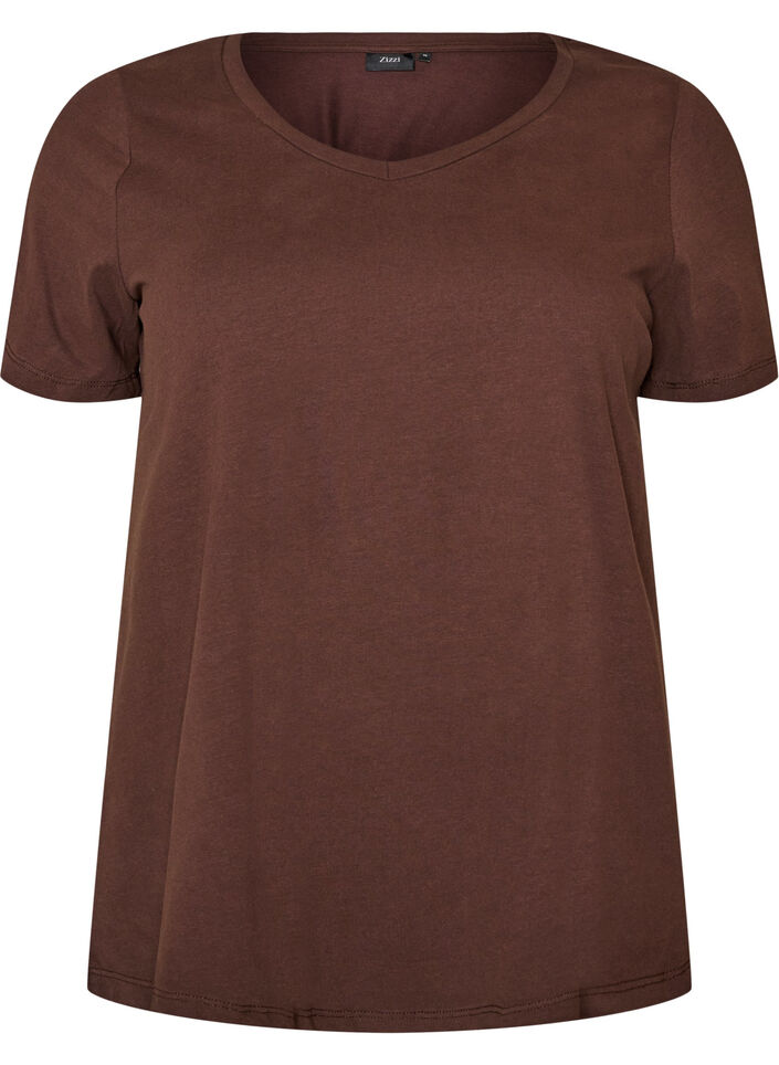 T-shirt en coton uni basique, Marron, Packshot image number 0