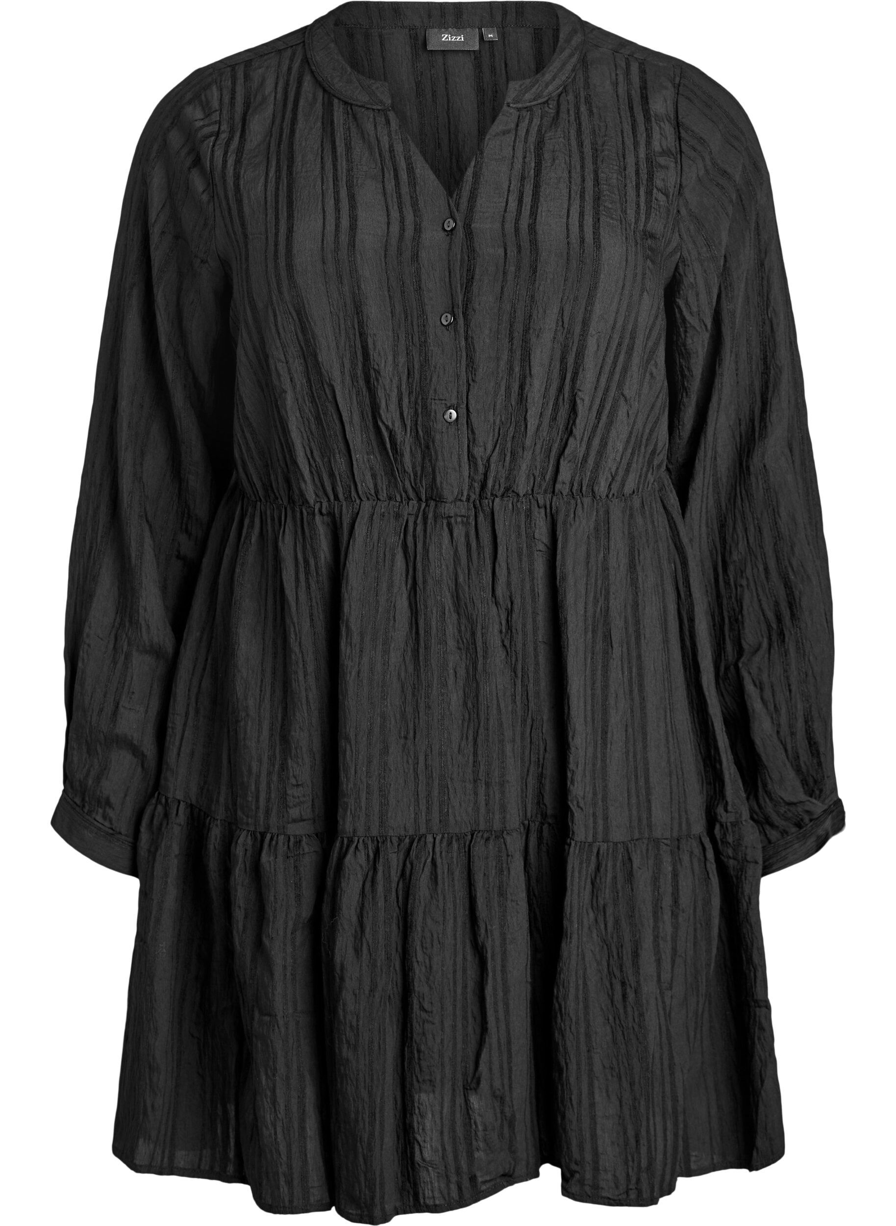 Robe courte &agrave; texture ray&eacute;e tiss&eacute;e et taille &eacute;lastique