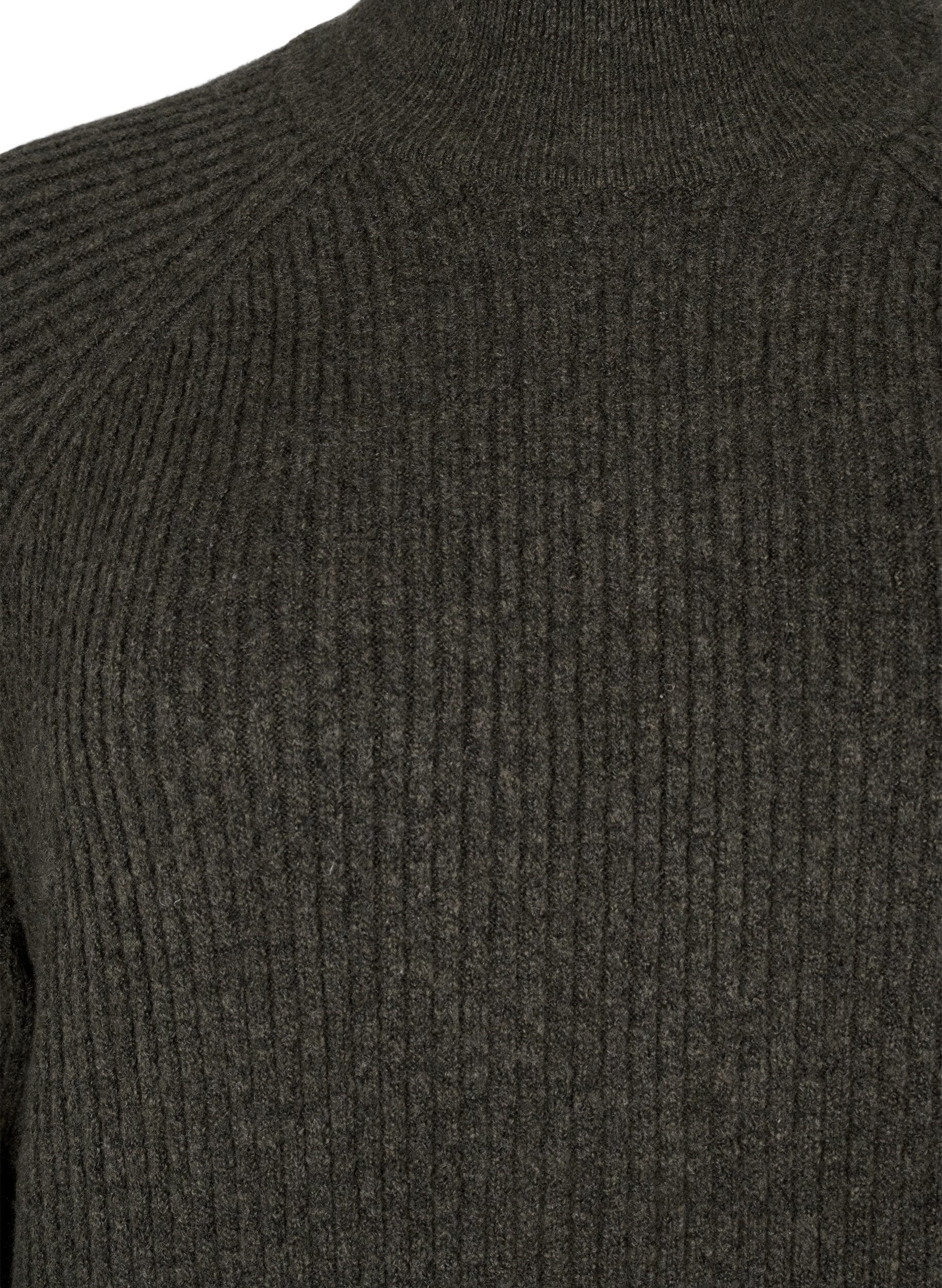 Zizzi Robe en maille &agrave; col montant et manches longues, Sea Turtle Mel., Packshot image number 2