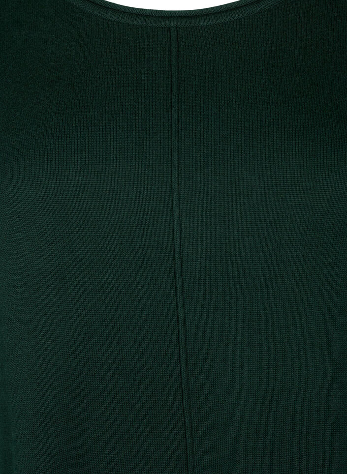 Blouse tricot&eacute;e en m&eacute;lange coton-viscose, Vert fonc&eacute;, Packshot image number 2