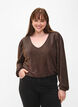 Blouse scintillante avec manches bouffantes, Black Copper, Model image number 0