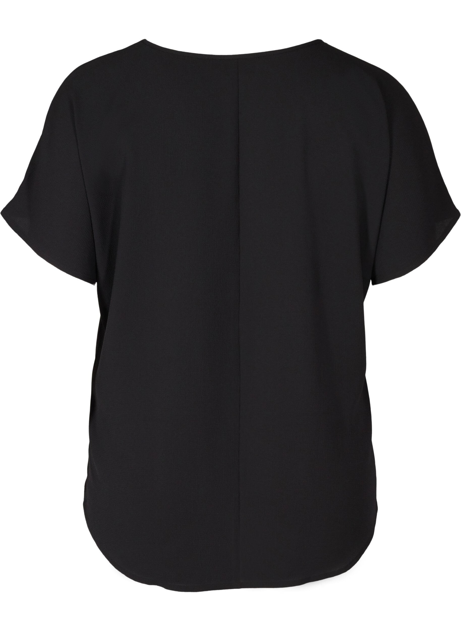 Zizzi Blouse &agrave; manches courtes et encolure ronde, Noir, Packshot image number 1