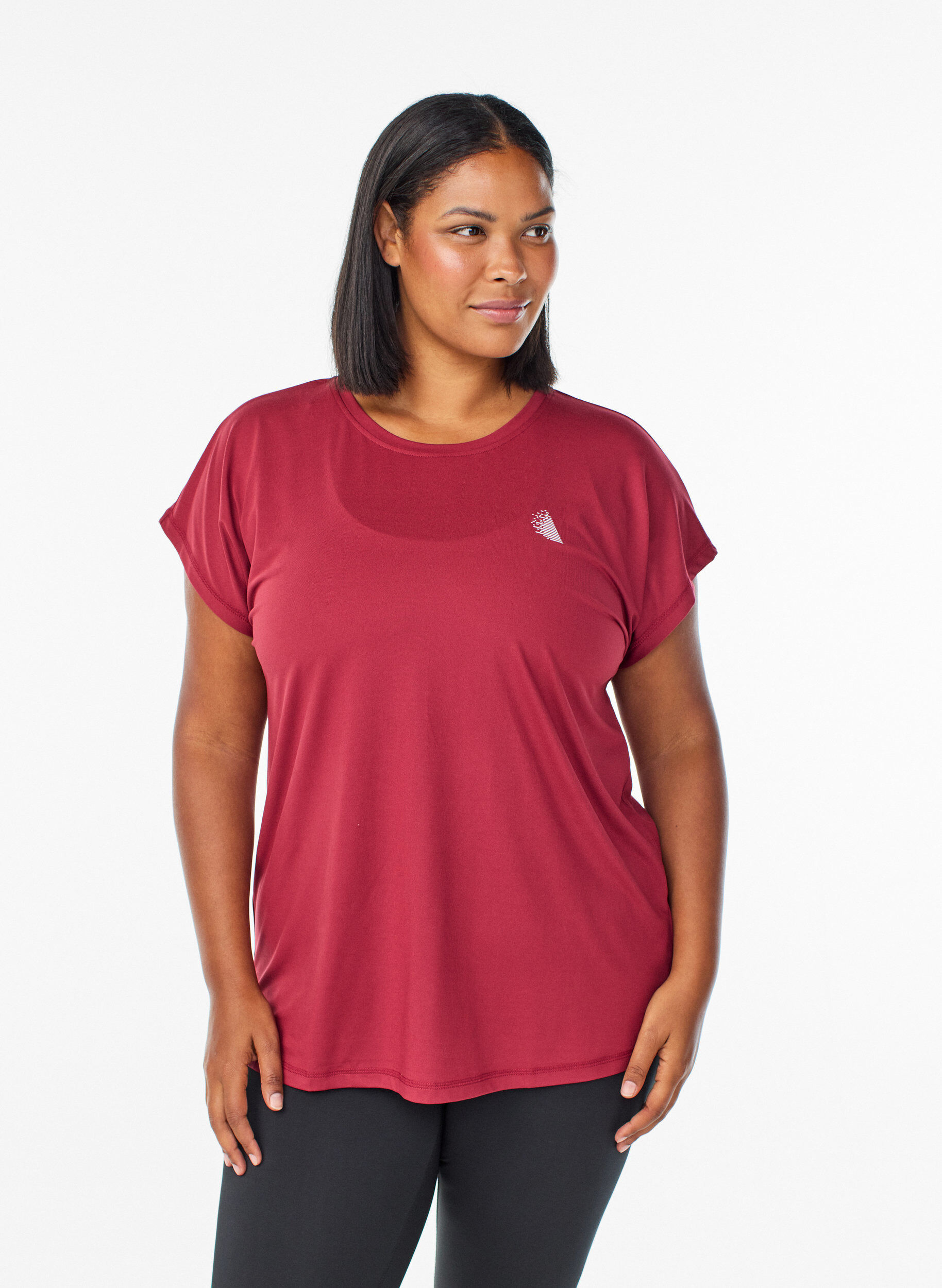 T-shirt de sport couleur unie, Rouge, Model